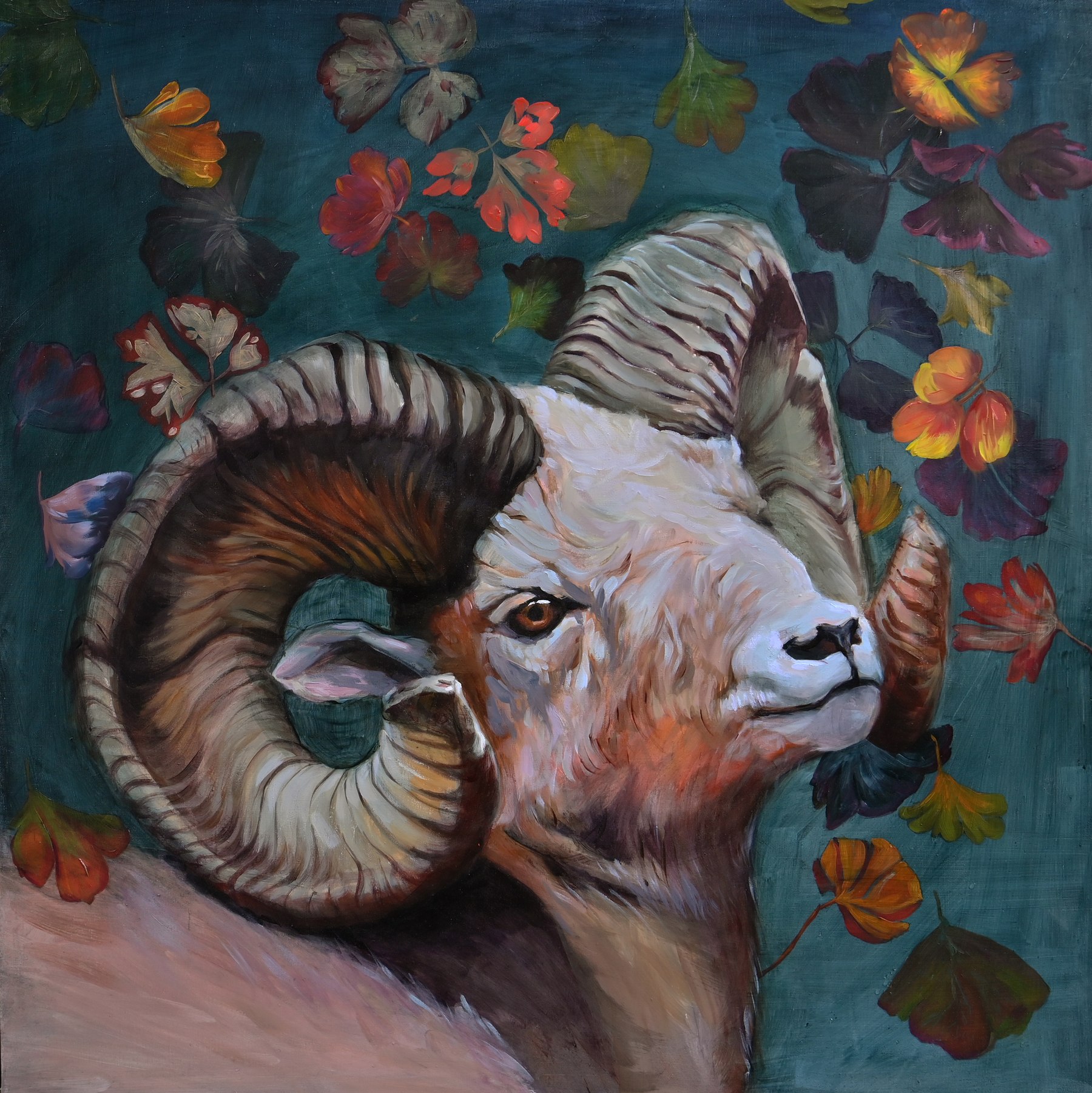 Autumn Elder — Масло върху платно, 80×80 см