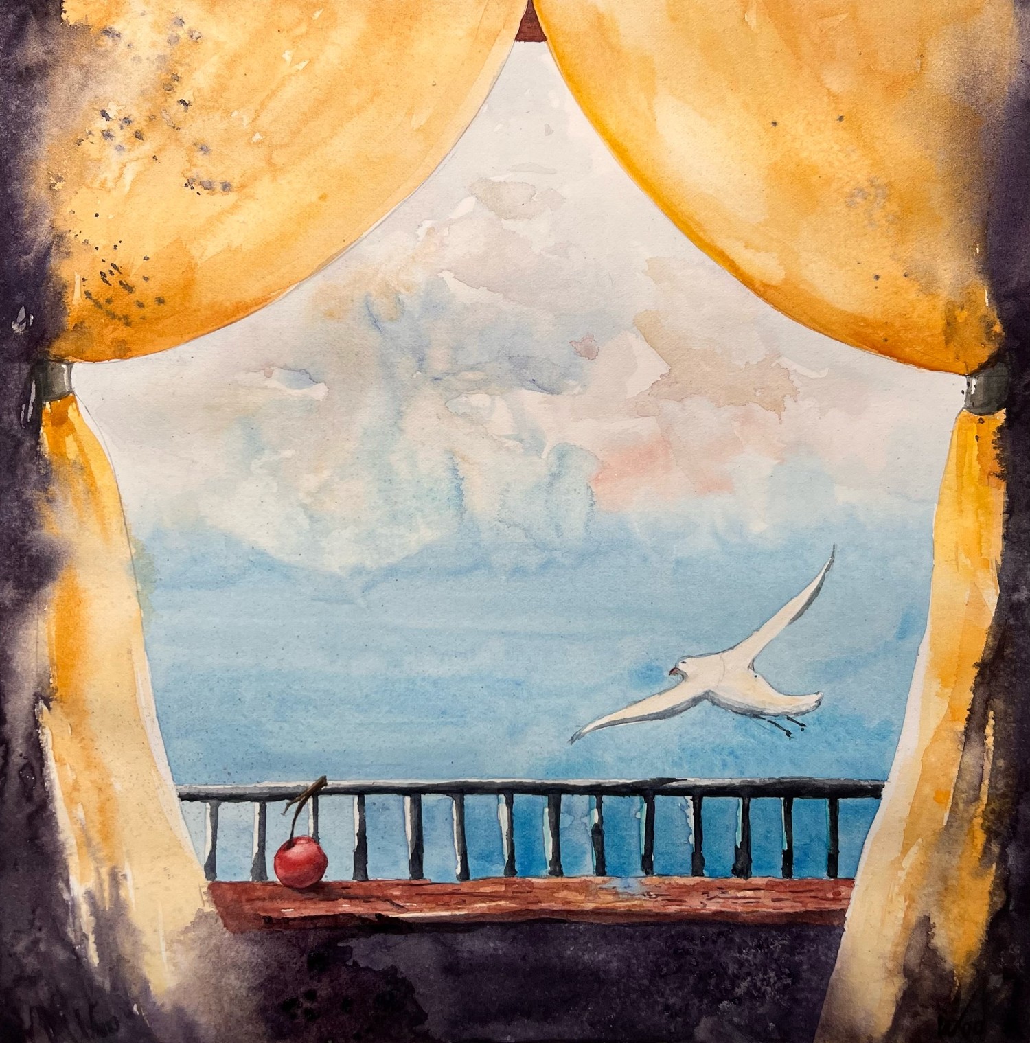 Temptation — Акварел върху хартия, 30×30 см